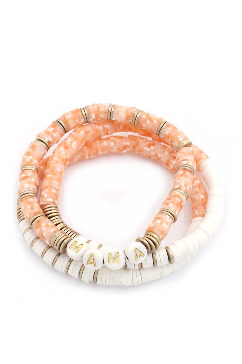 Mama Quote Rubber Bead Stackable Bracelet