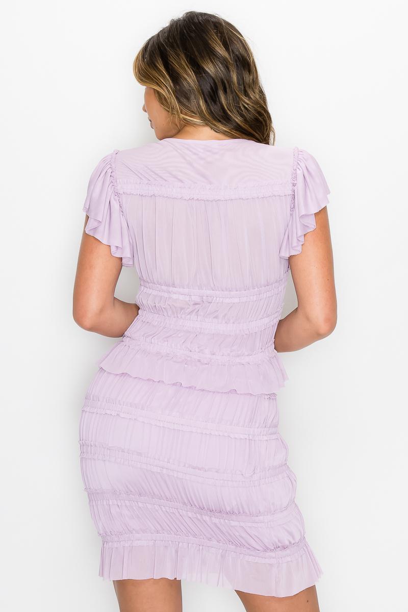 Plunging Shirred Top & Ruffled Skirt Set