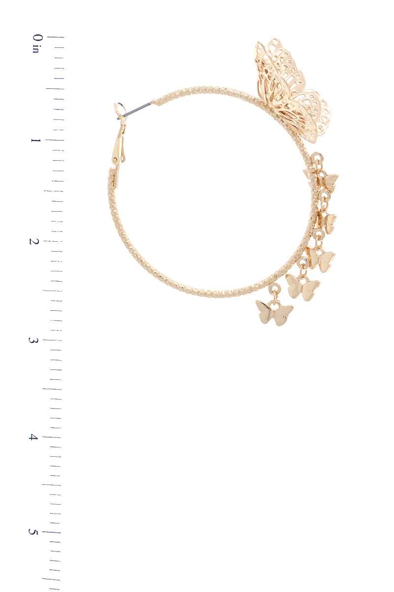 Butterfly Metal Hoop Earring