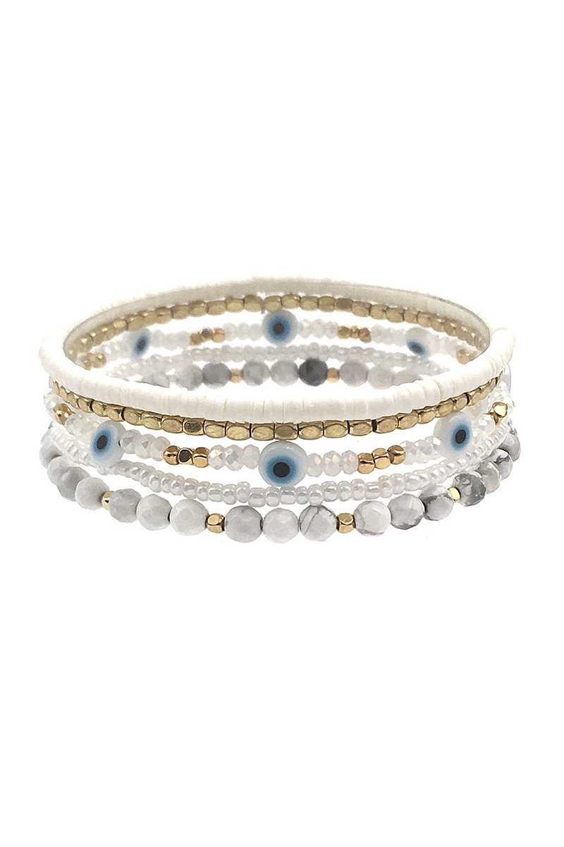 Multi Layer Metal Bead Eye Bracelet