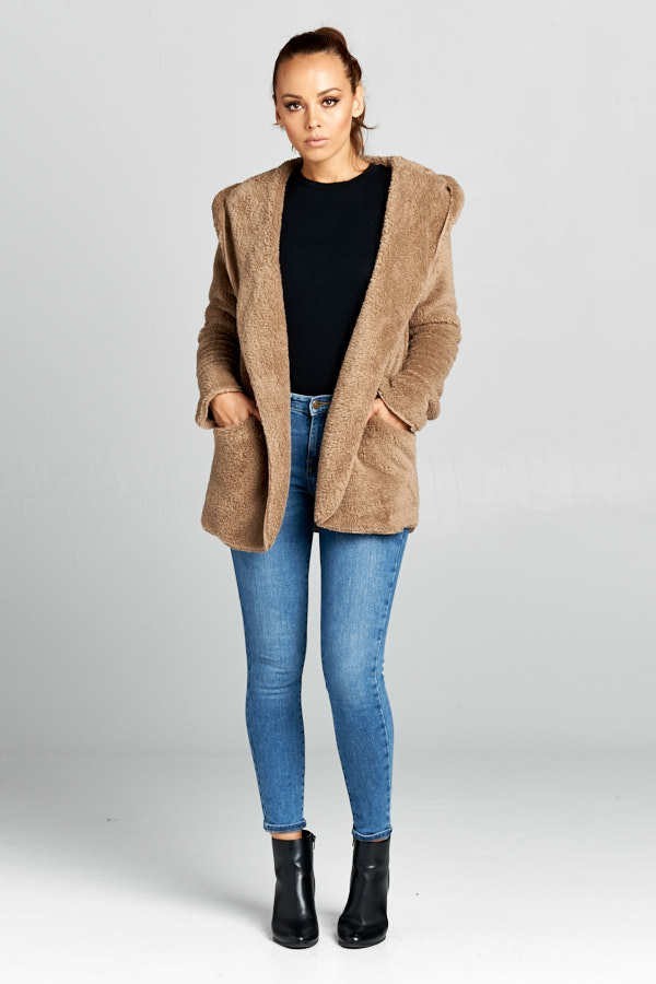 Hooded Fuzzy Fur Jacket