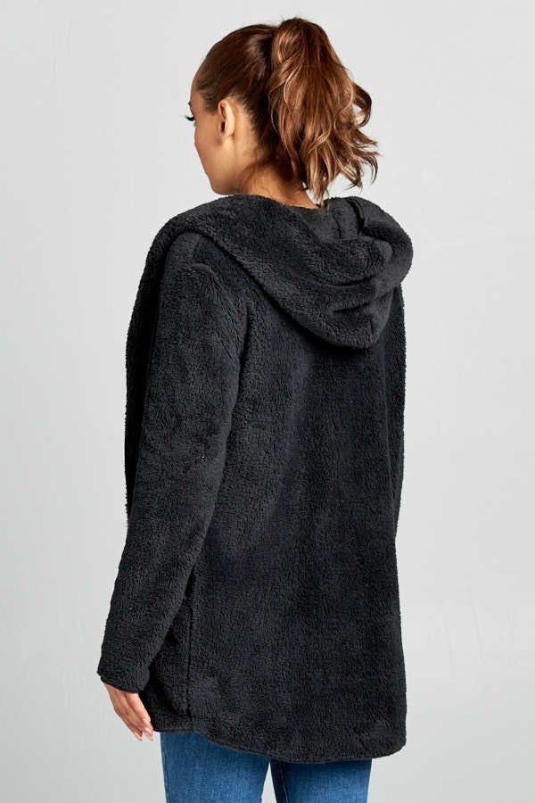 Hooded Fuzzy Fur Jacket
