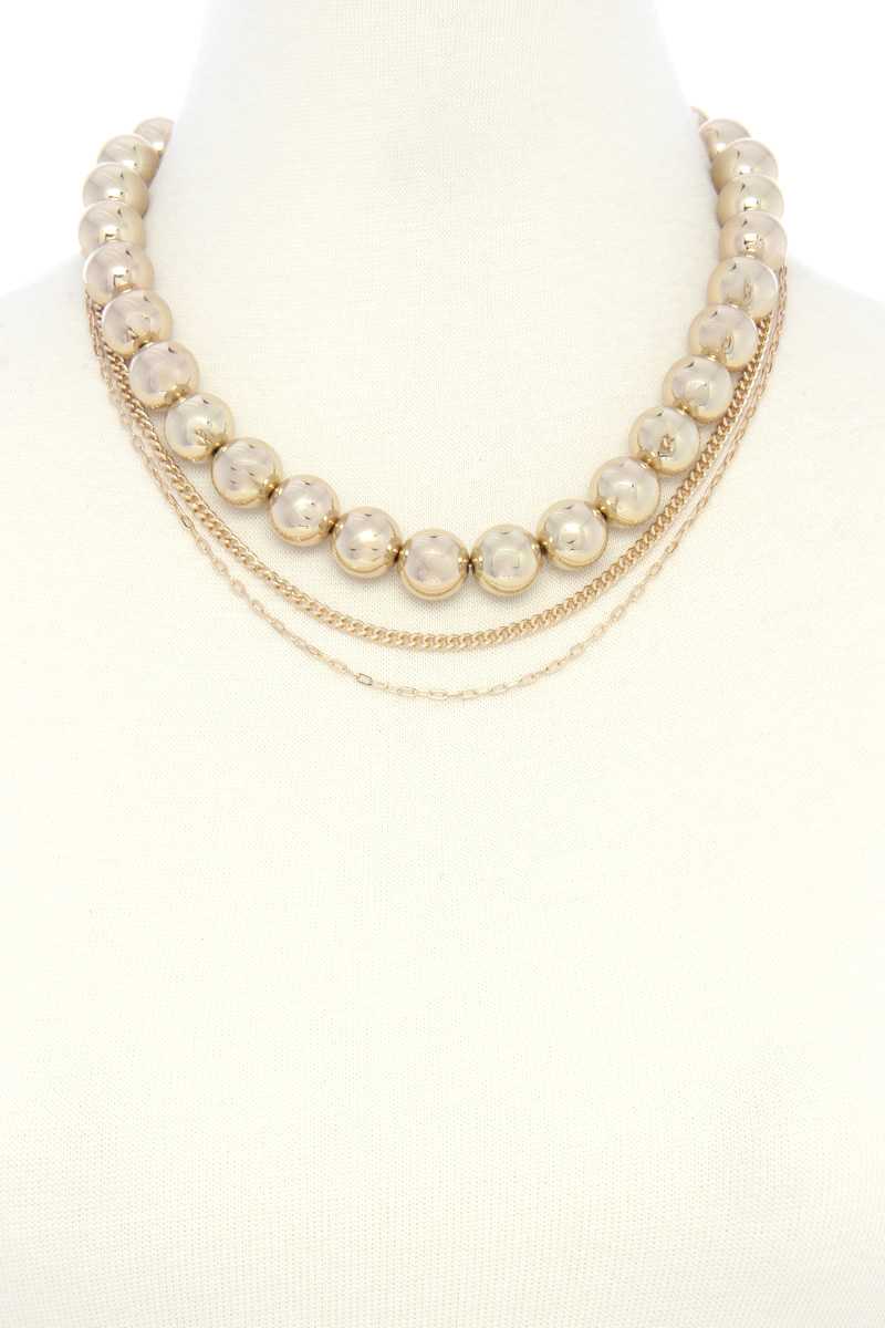 Metal Bead Layered Necklace