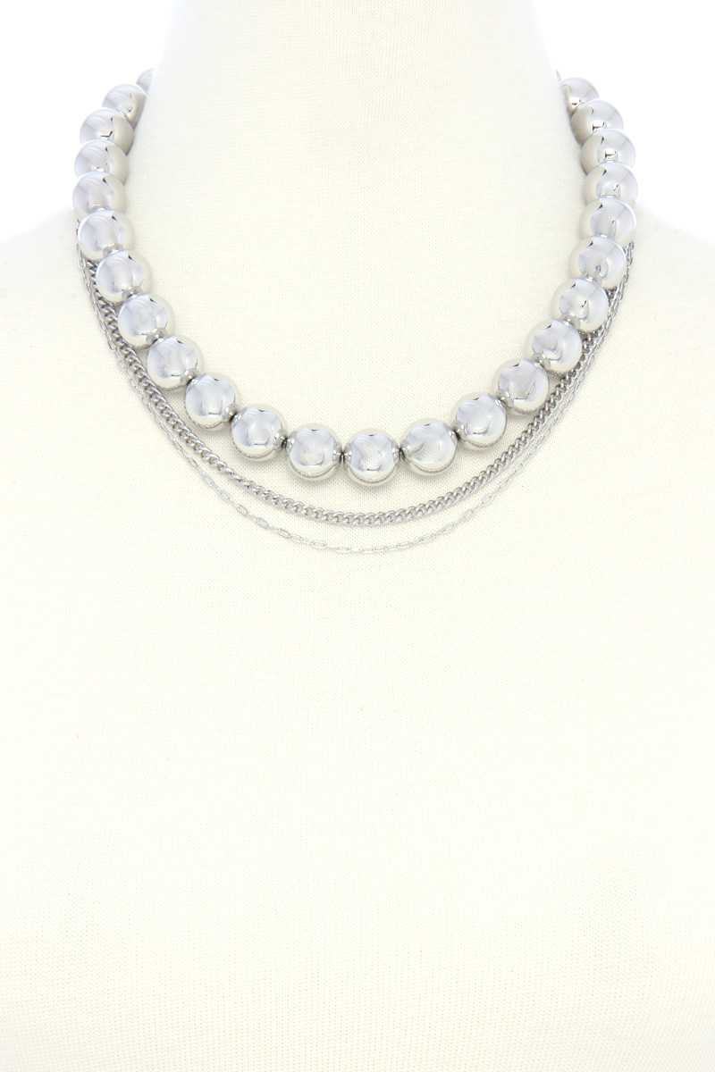 Metal Bead Layered Necklace