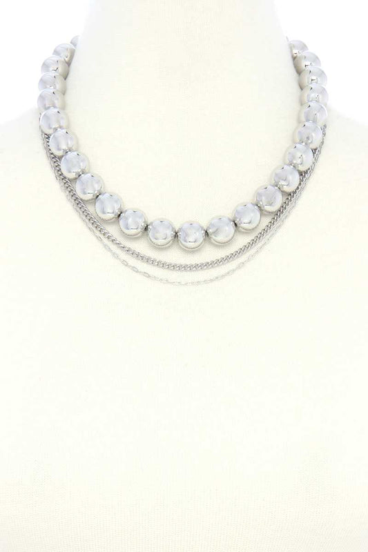 Metal Bead Layered Necklace