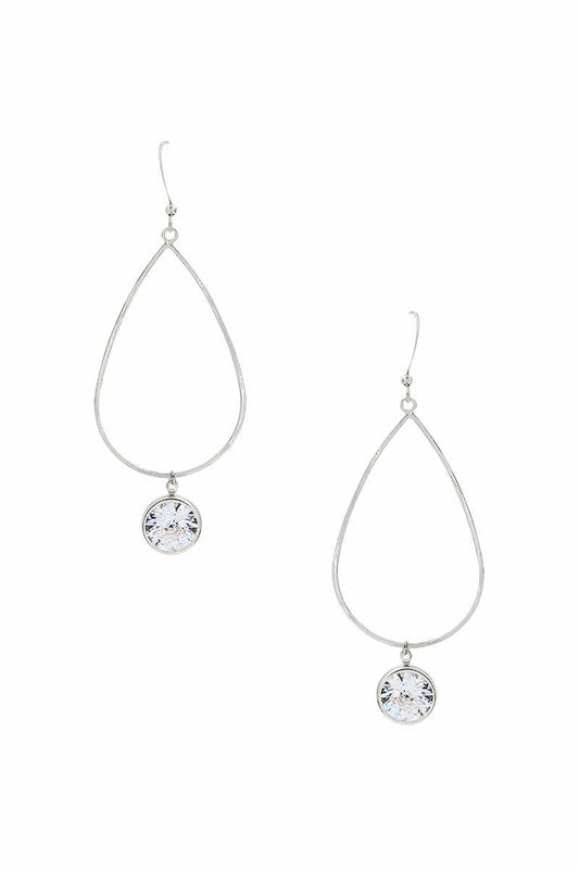 Metal Teardrop Stone Dangle Earring