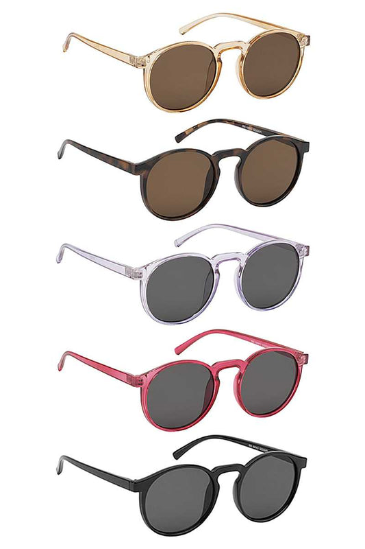 Trendy Rounded Plain Frame Sunglasses