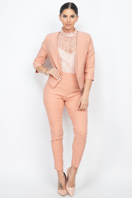 3/4 Sleeves Blazer & Capri Pants Set