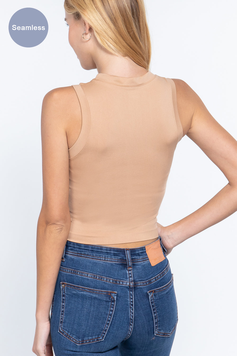 Round Neck Seamless Crop Tank Top