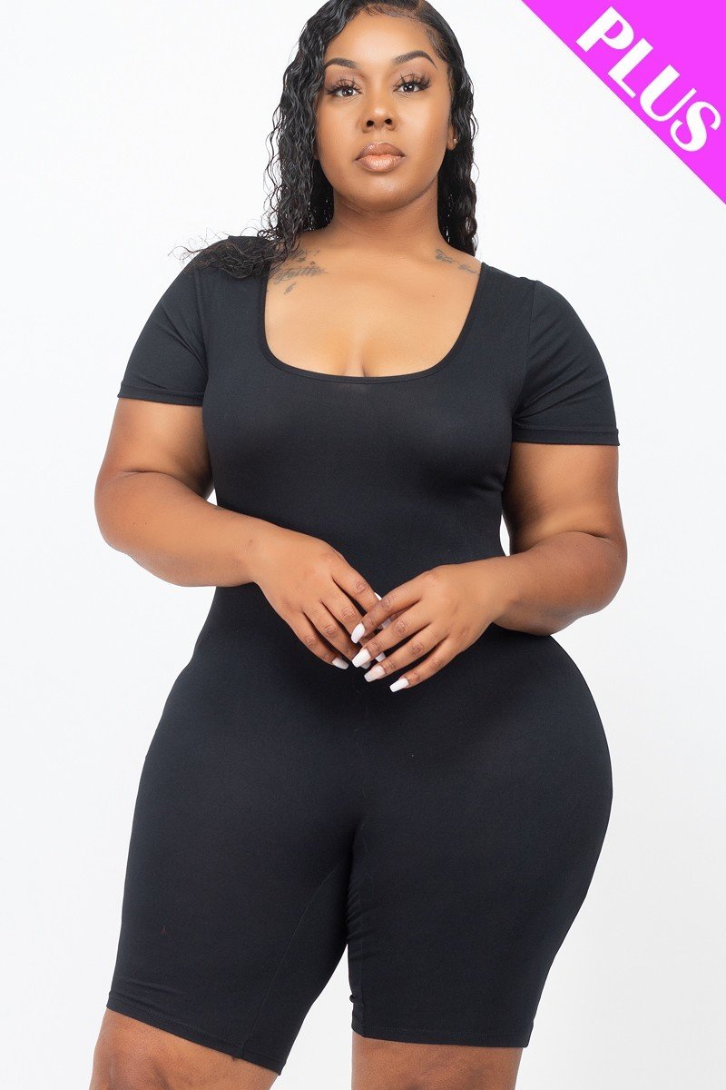 Plus Size Short Sleeve Bodycon Romper
