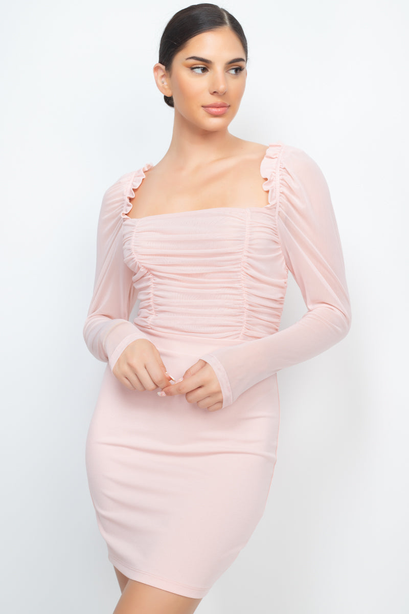 Lace Shirring Dress