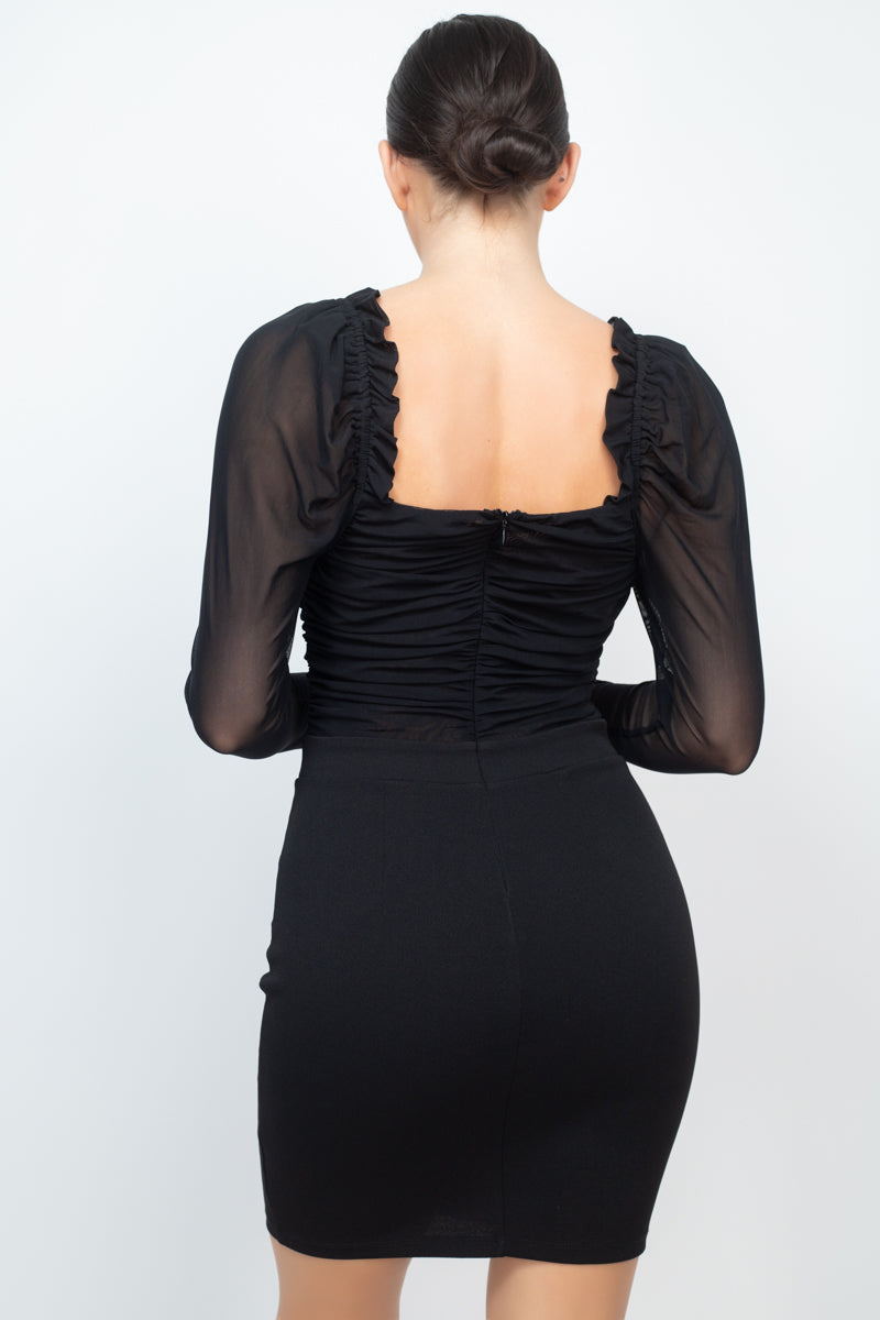 Lace Shirring Dress