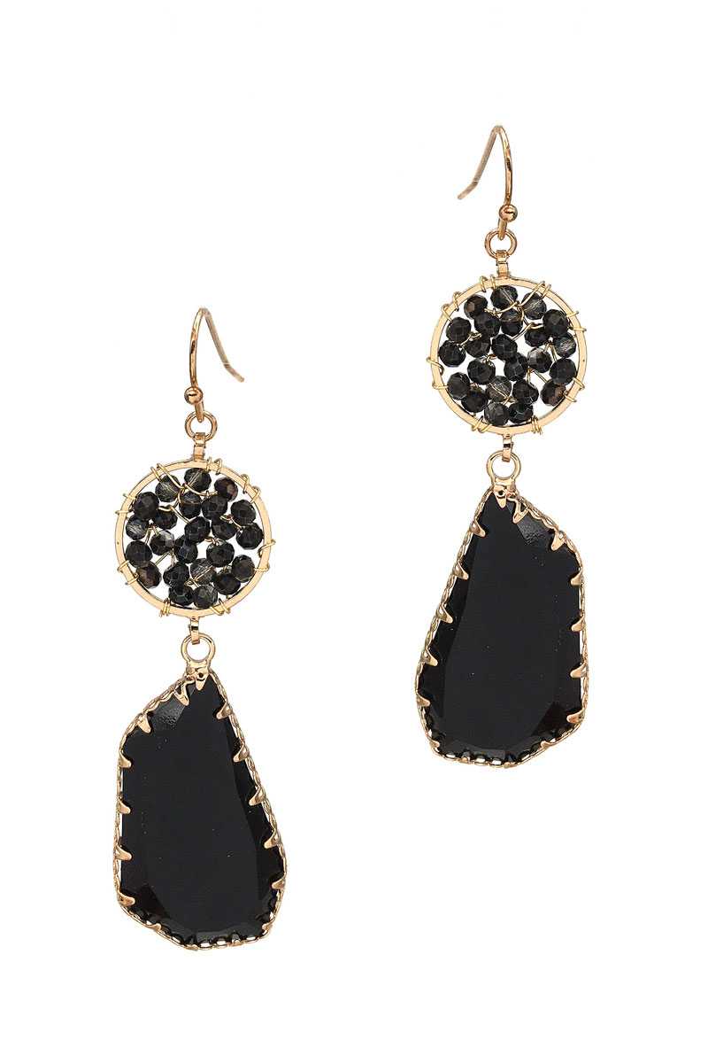 Round Glass Bead Glass Stone Dangle Earring