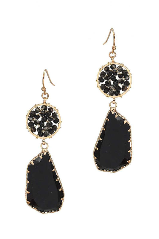 Round Glass Bead Glass Stone Dangle Earring