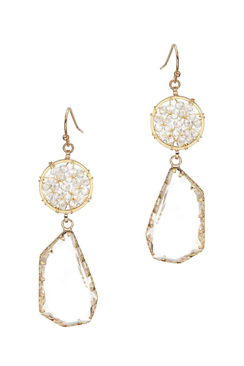 Round Glass Bead Glass Stone Dangle Earring