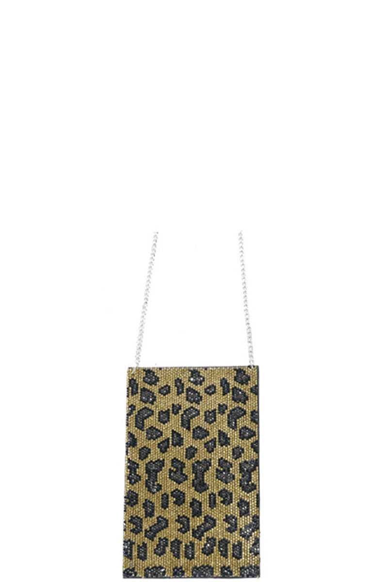 Leopard Rhinestone Mini Cross Body Bag