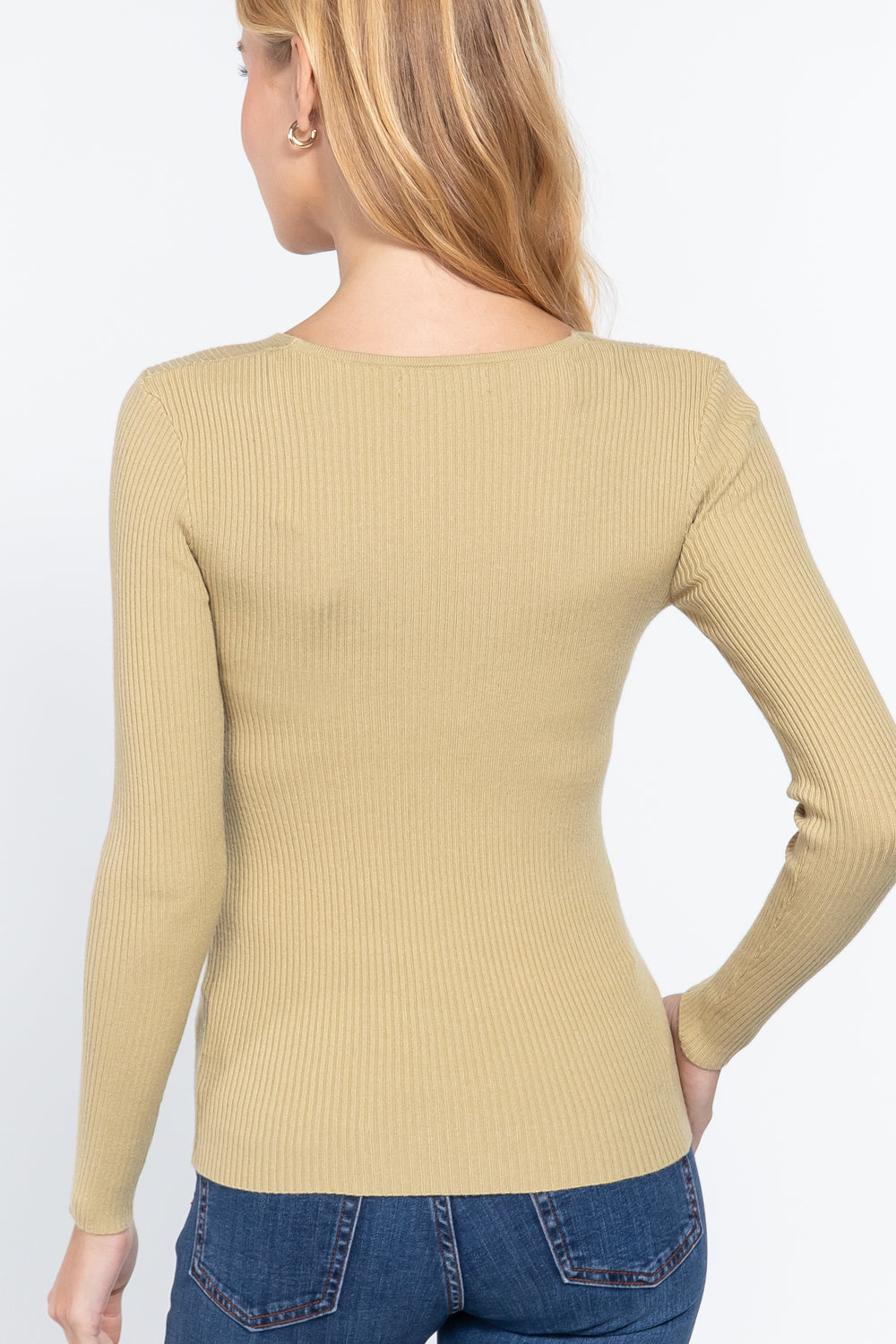 V-neck Viscose Rib Sweater