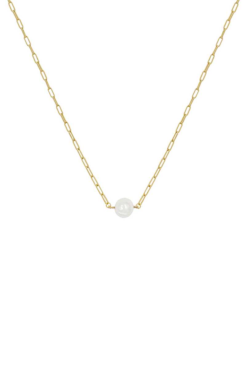 Metal Chain Pearl Pendant Necklace