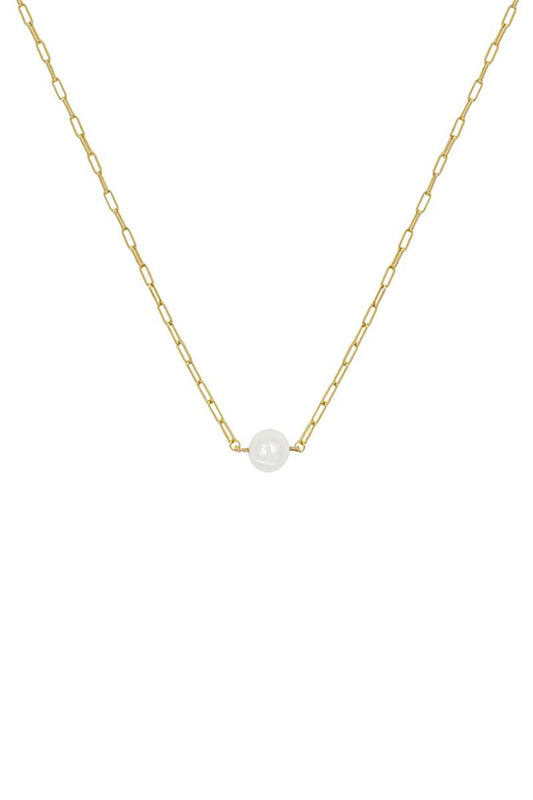 Metal Chain Pearl Pendant Necklace