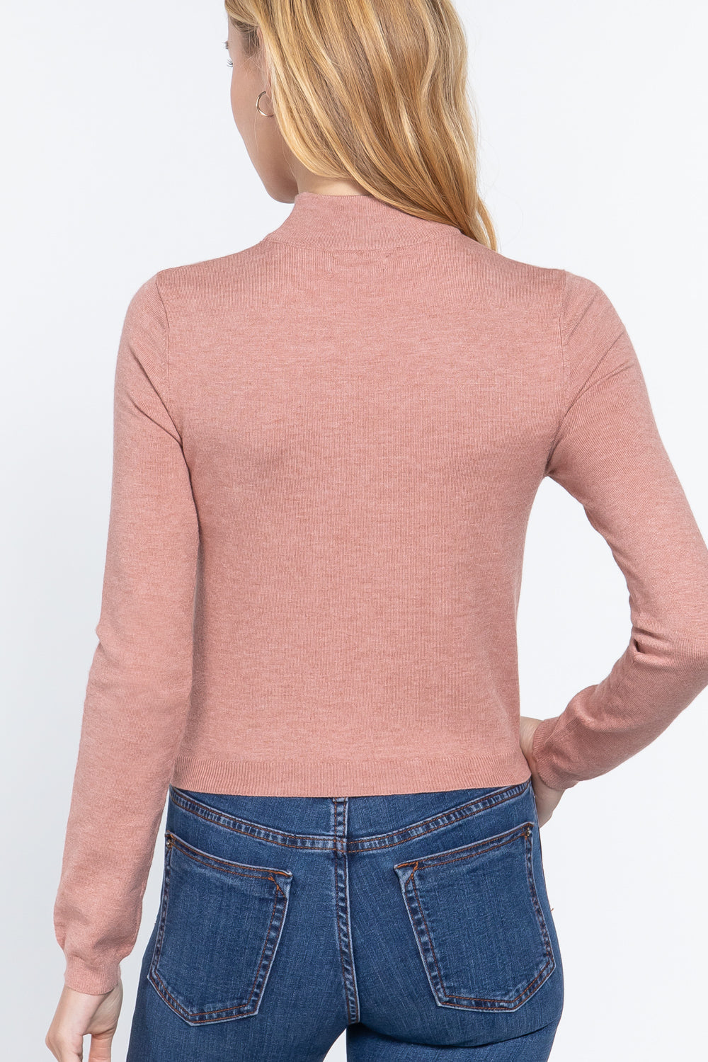 Long Slv Mock Neck Keyhole Sweater