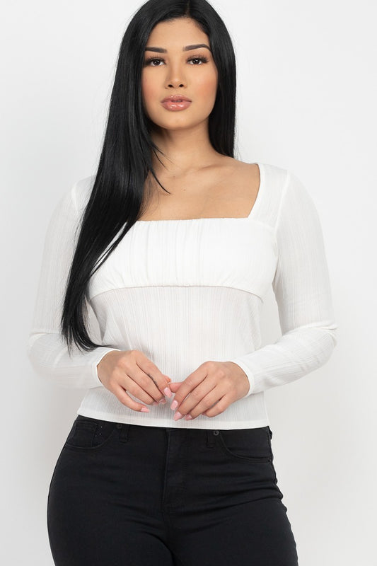 Shirred Square Neck Top