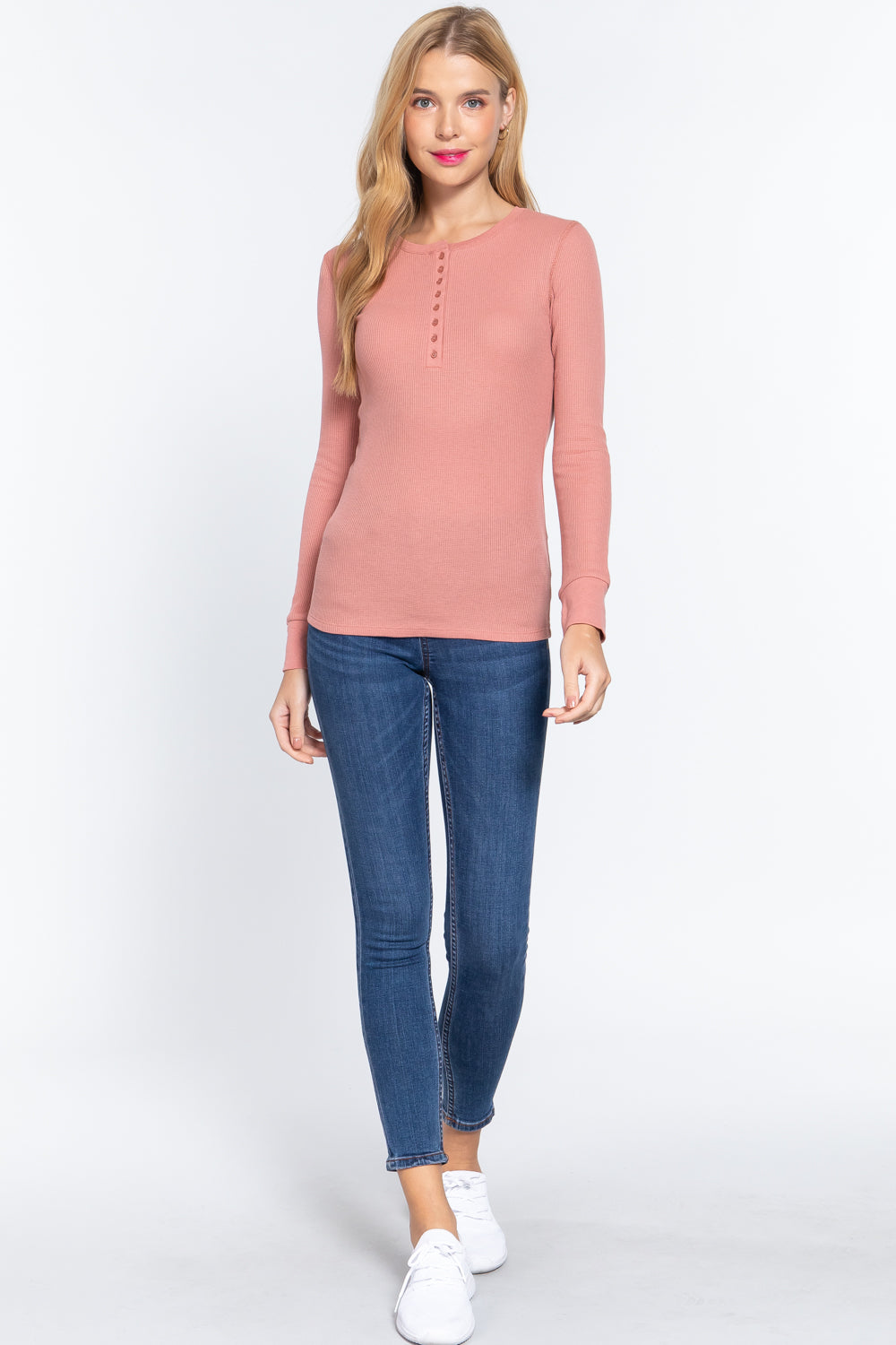 Long Slv Henley Thermal Top