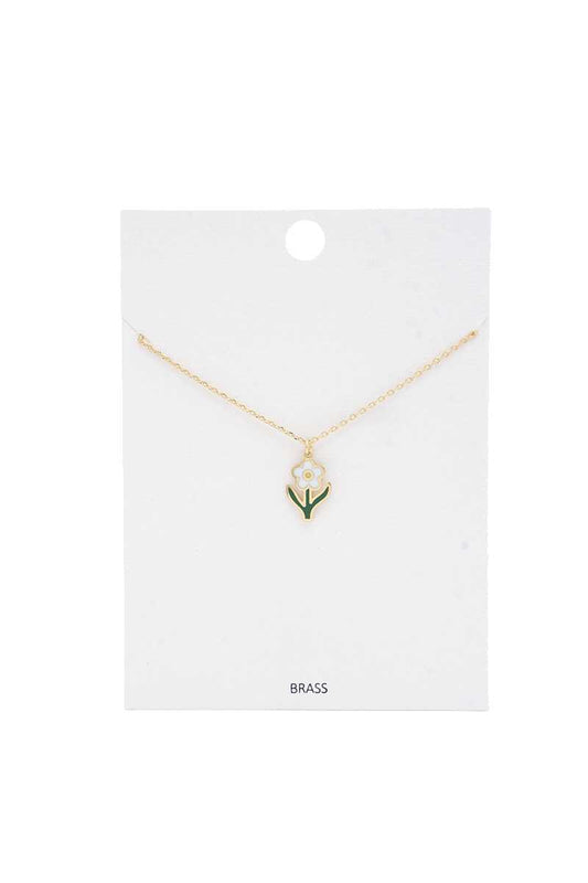Daisy Flower Charm Necklace