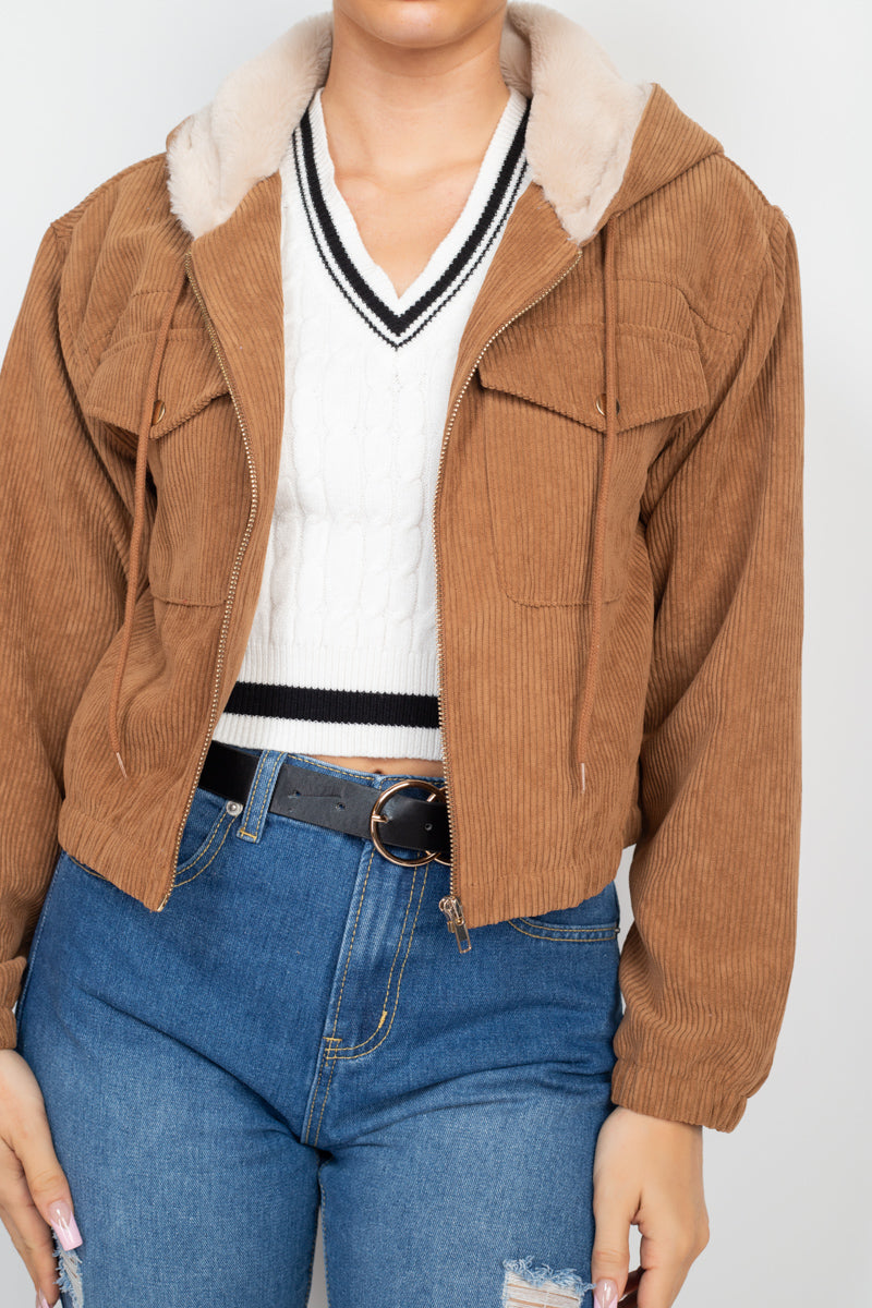 Zippered Corduroy Jacket