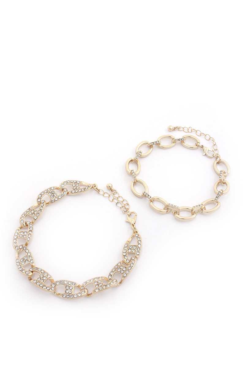 Rhinestone Oval Link Metal Bracelet