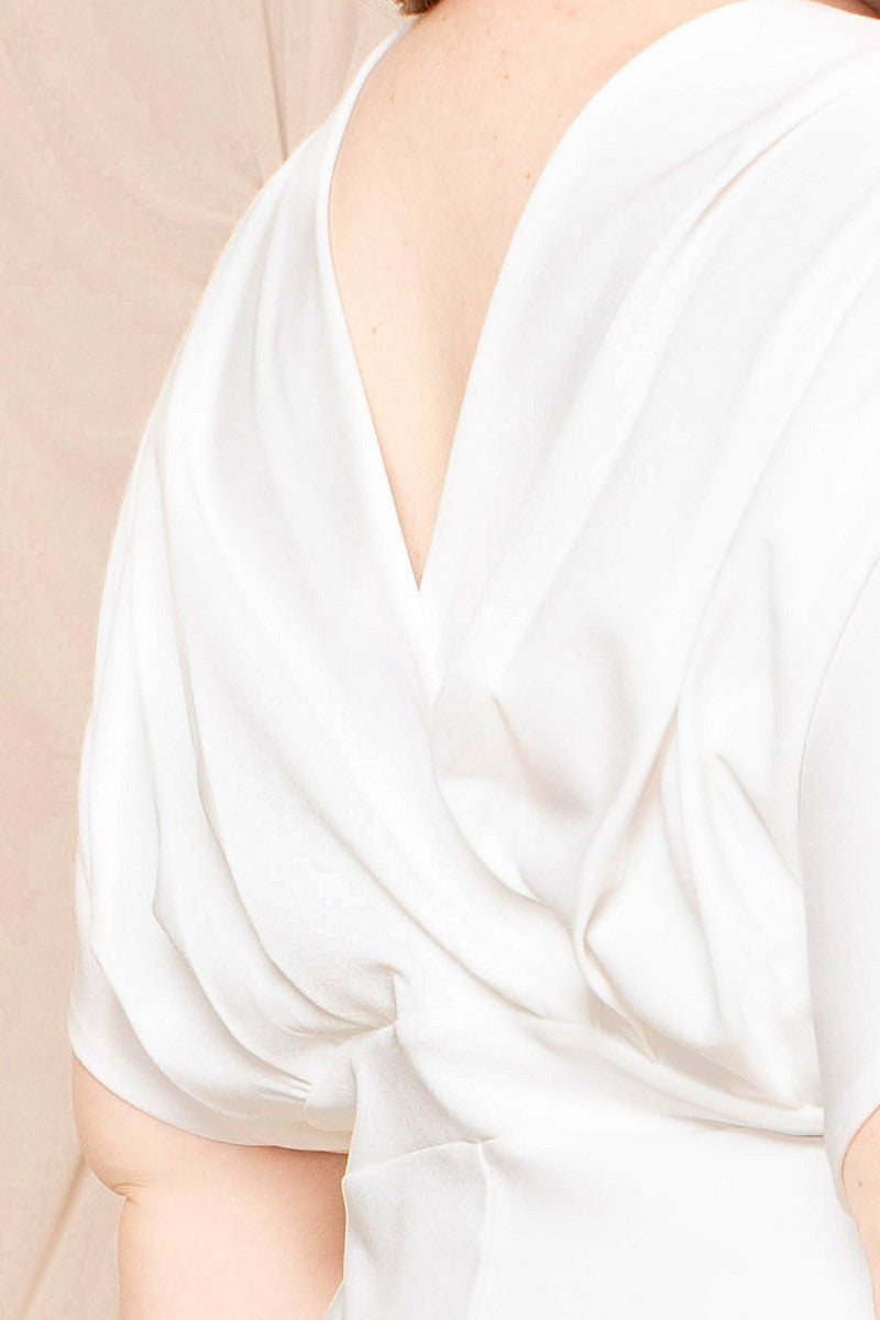 Pleated Dropped Shoudler Plus Midi Dress