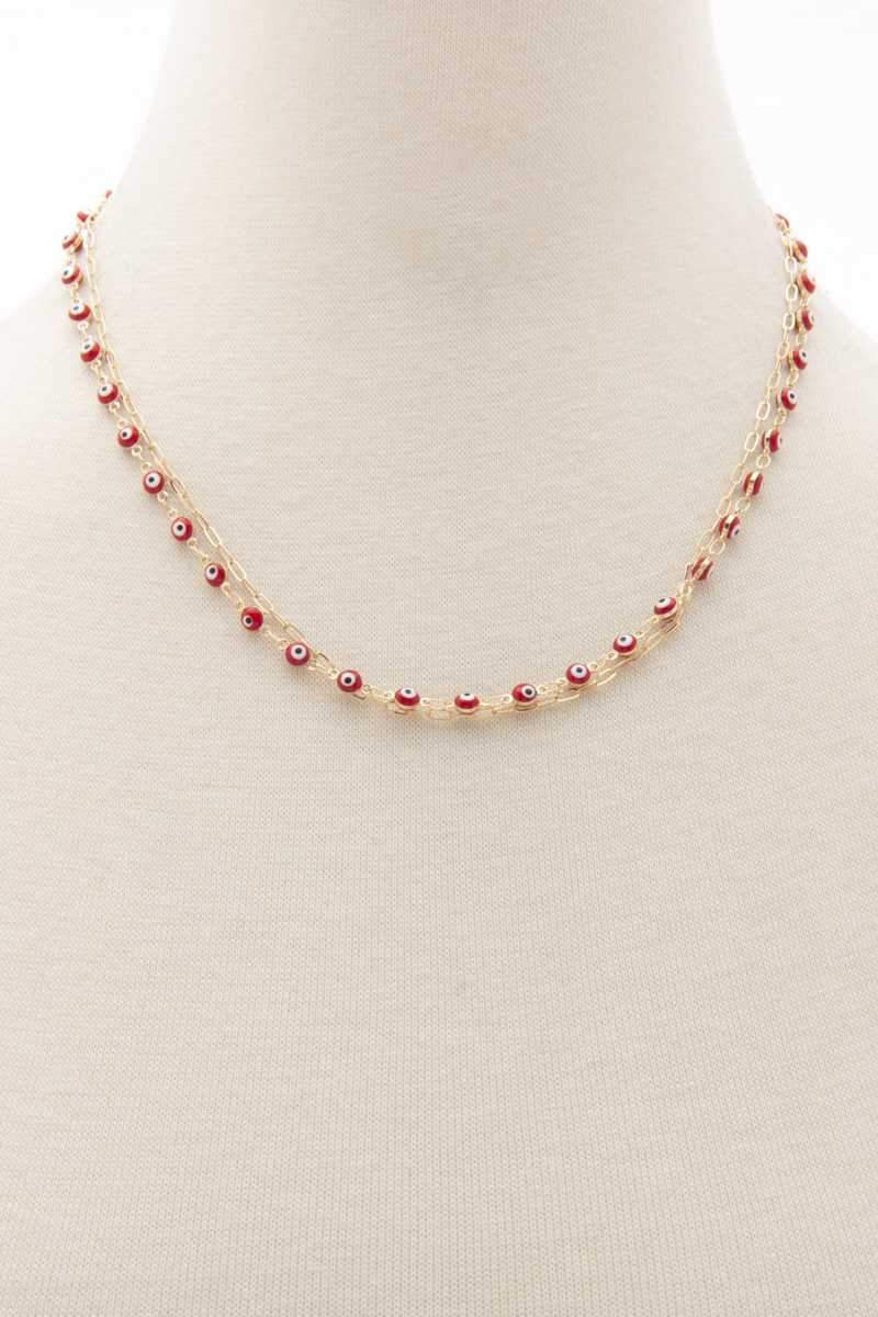 Enamel Evil Eye Oval Link Layered Necklace
