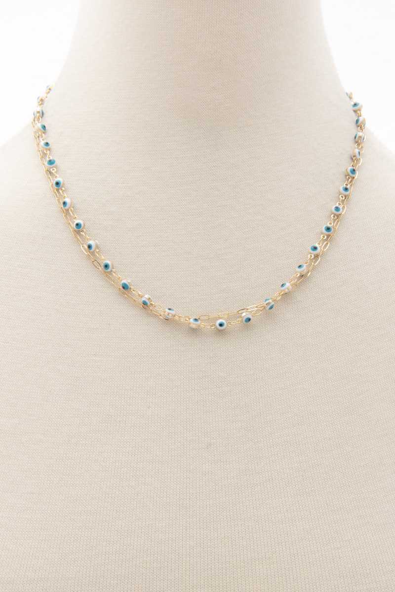 Enamel Evil Eye Oval Link Layered Necklace