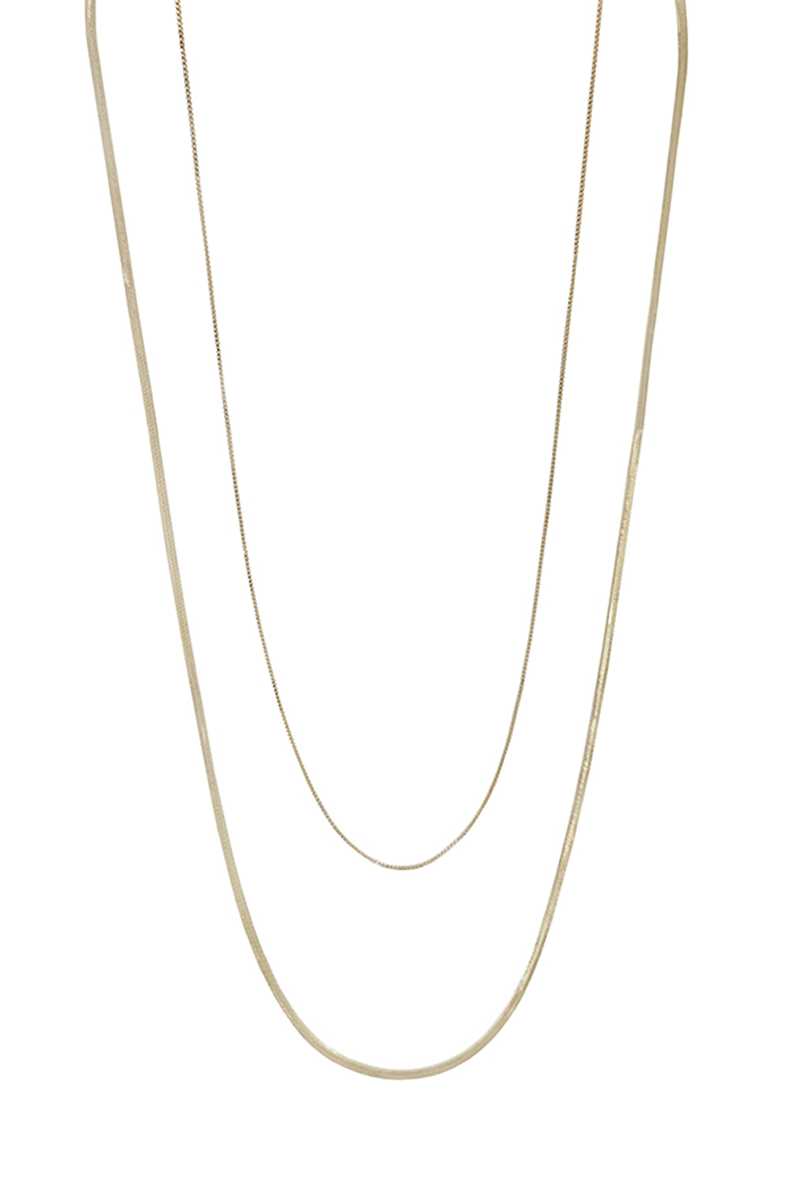 Metal 2 Layered Chain Necklace
