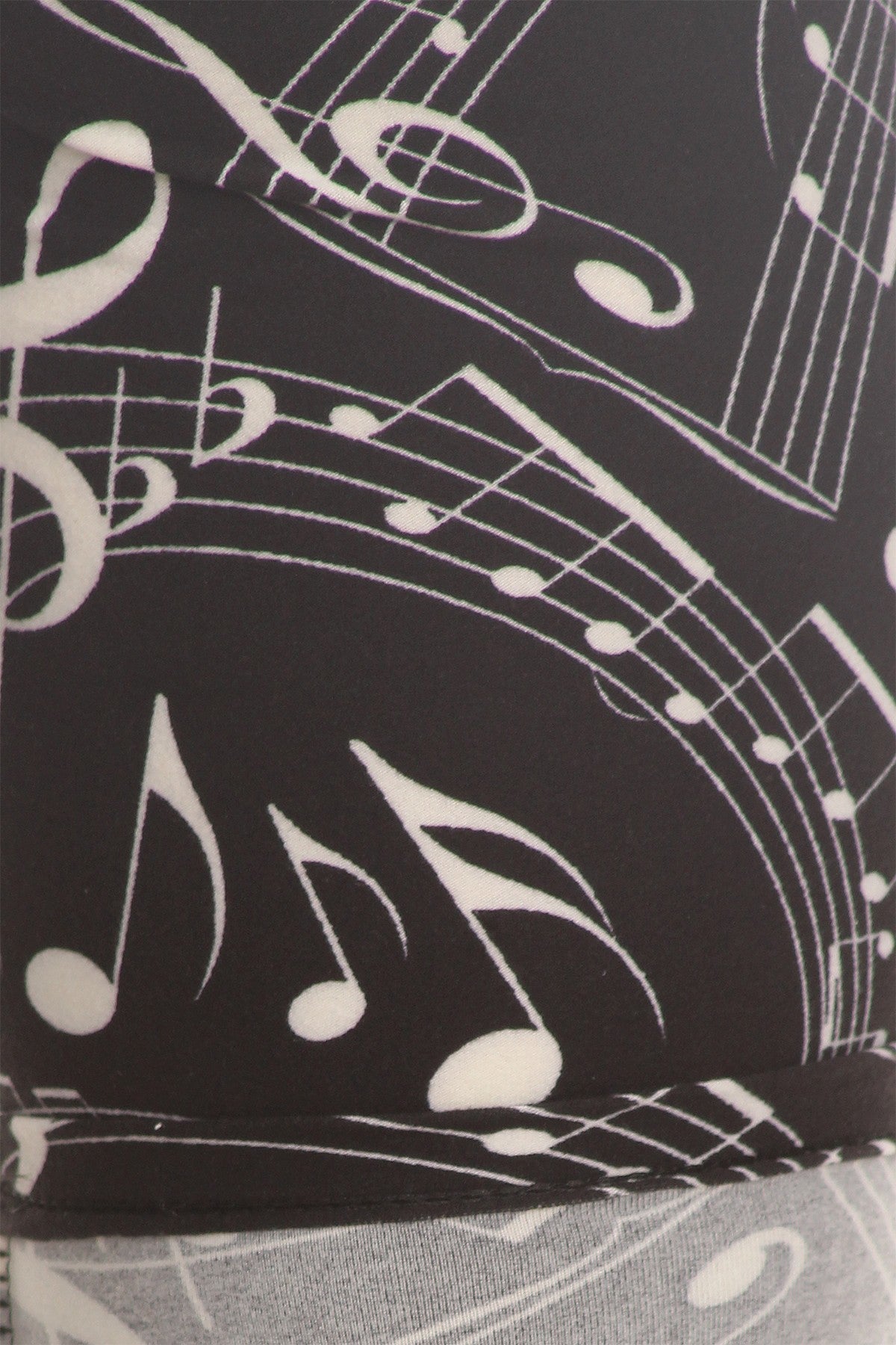 Plus Size Music Notes Pattern Print, High Waist, Slim Fit Leggings With Elastic Waist.