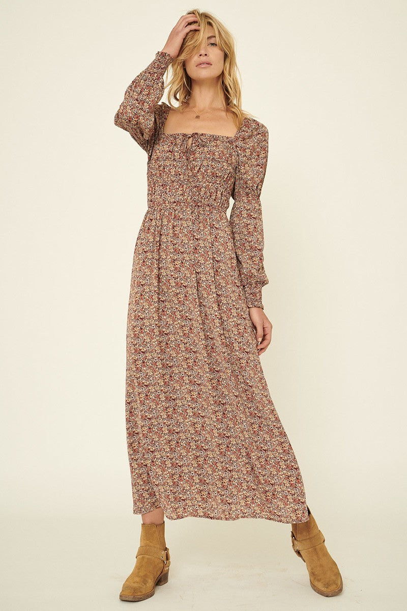 A Floral-print Woven Midi Dress