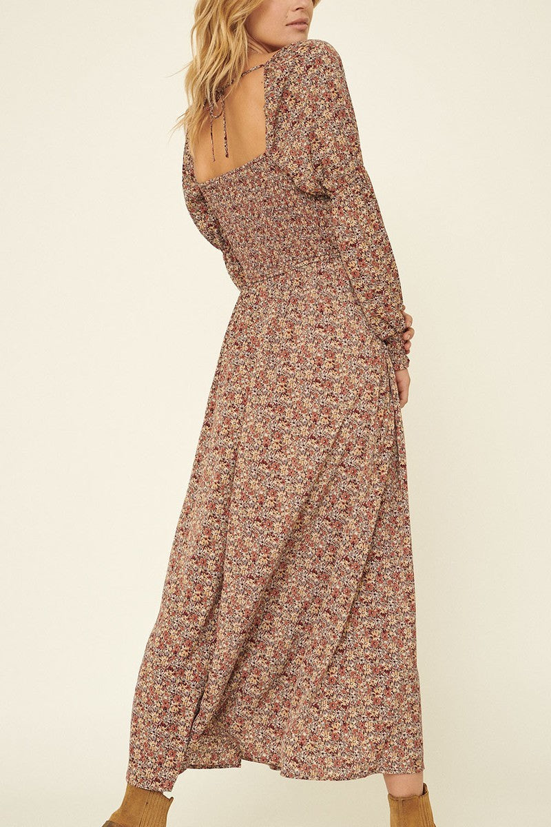 A Floral-print Woven Midi Dress