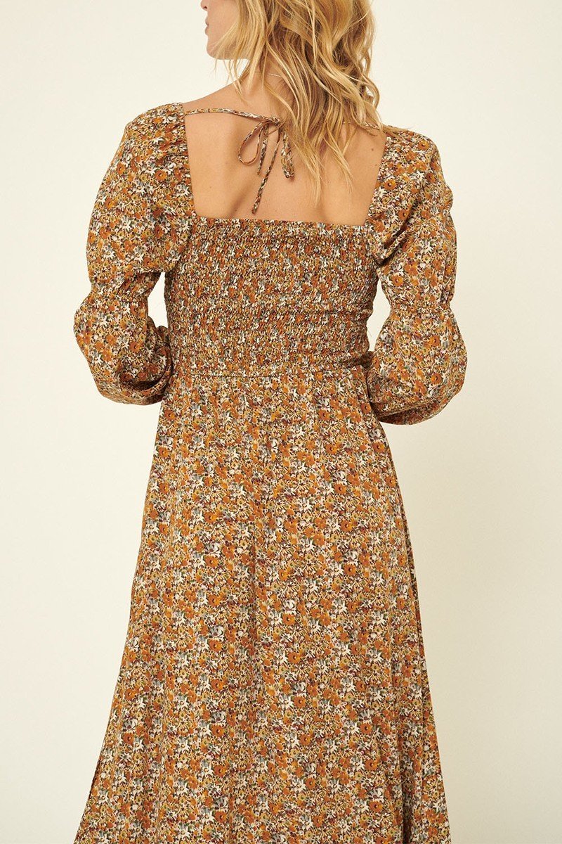 A Floral-print Woven Midi Dress