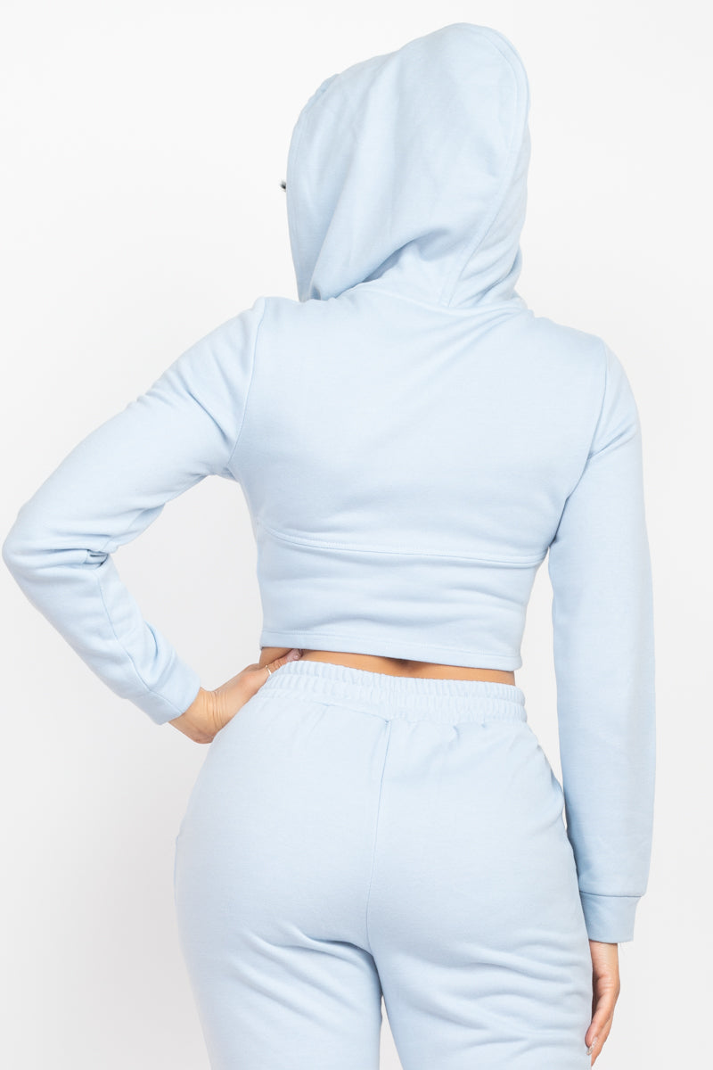 Zip-up Corset Hoodie & Jogger Pants Set