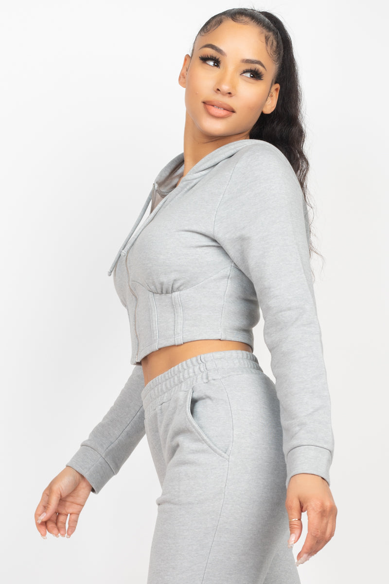 Zip-up Corset Hoodie & Jogger Pants Set