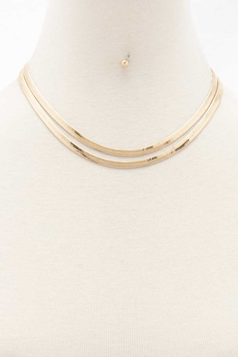 Fashion Metal Brass Double Layer Necklace With Earring Set