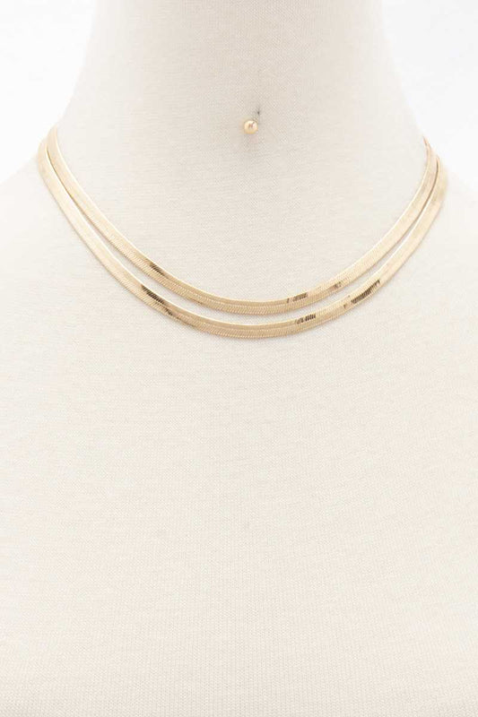 Fashion Metal Brass Double Layer Necklace With Earring Set