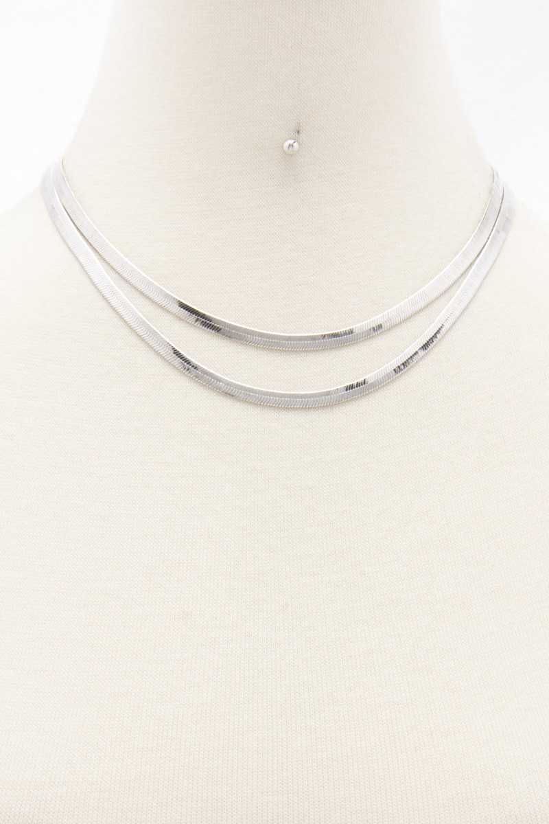 Fashion Metal Brass Double Layer Necklace With Earring Set