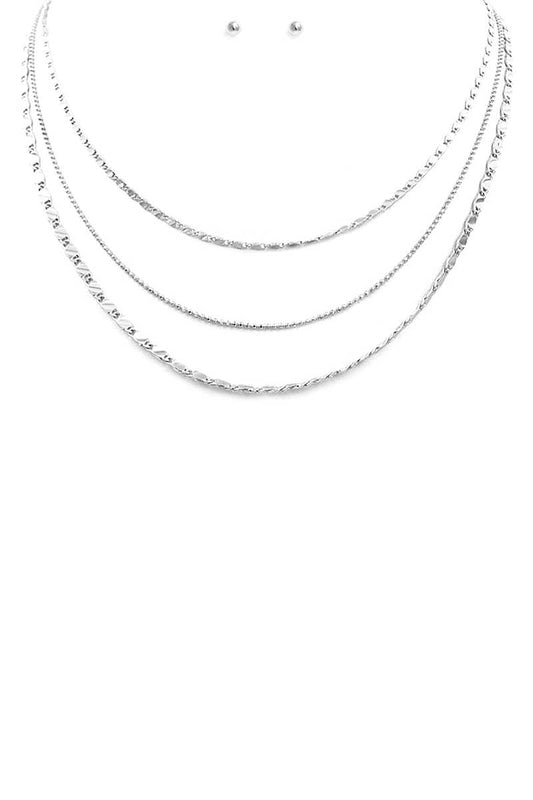 Fashion Metal Chain Link Necklace And Earring Set