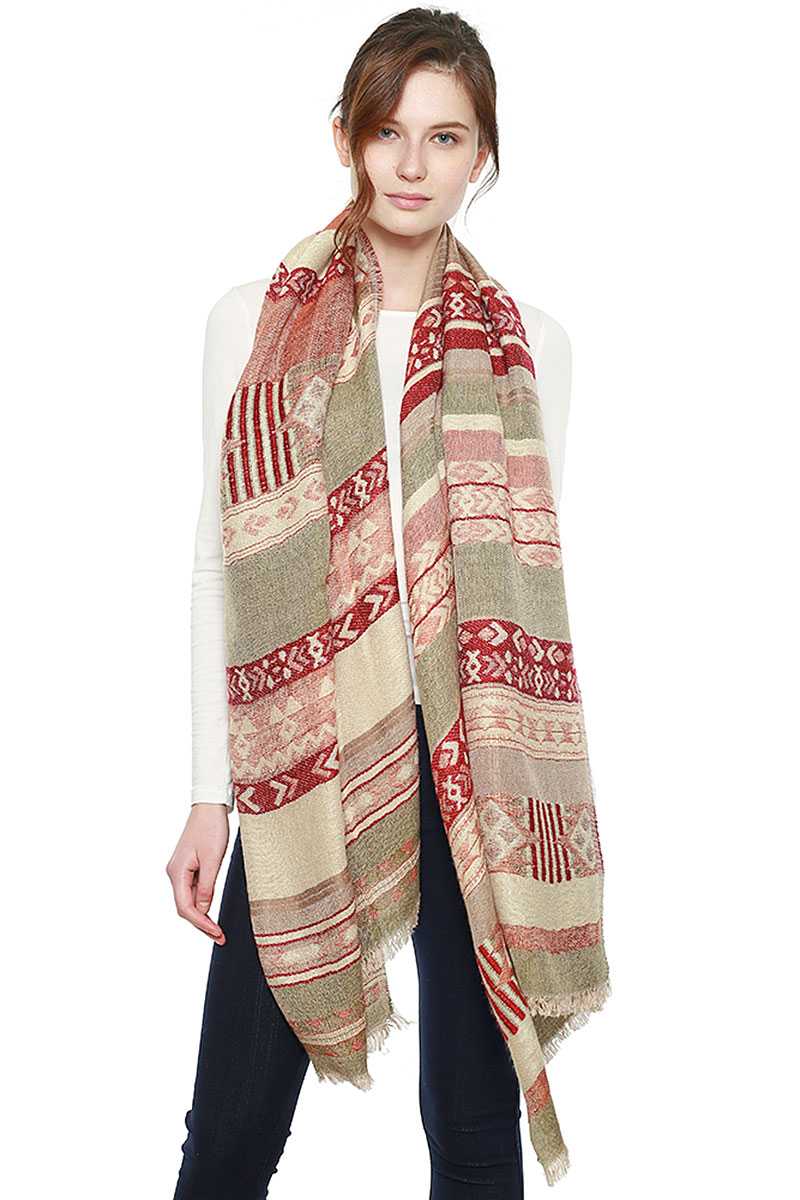 Aztec Pattern Bohemian Oblong Scarf