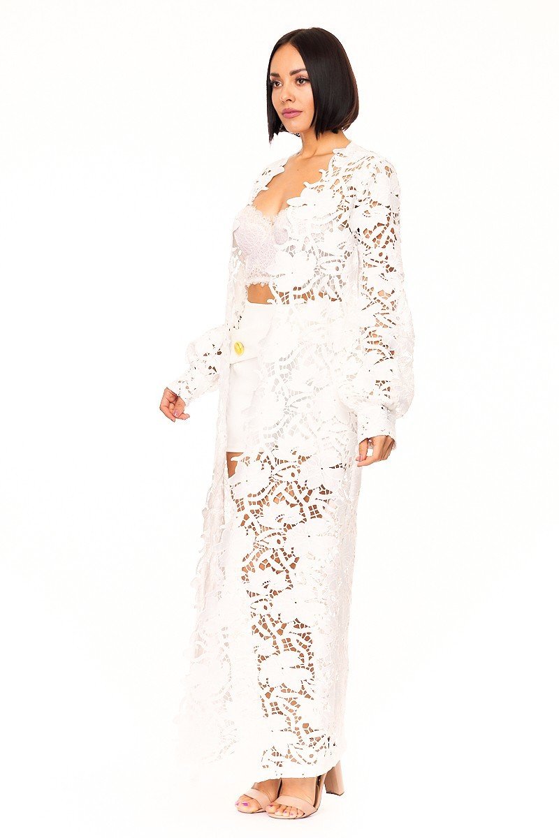 Flower Print Fashion Crochet Cardigan