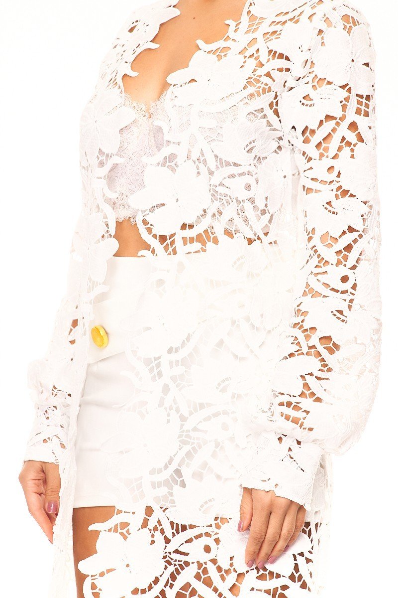 Flower Print Fashion Crochet Cardigan