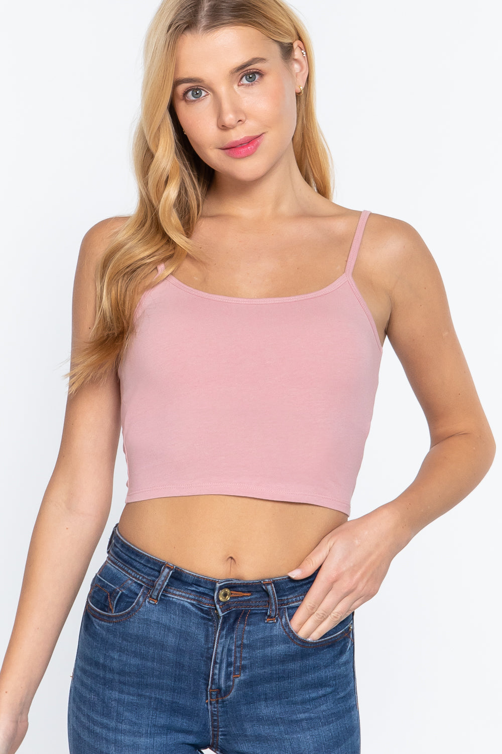 Round Neck W/removable Bra Cup Cotton Spandex Bra Top