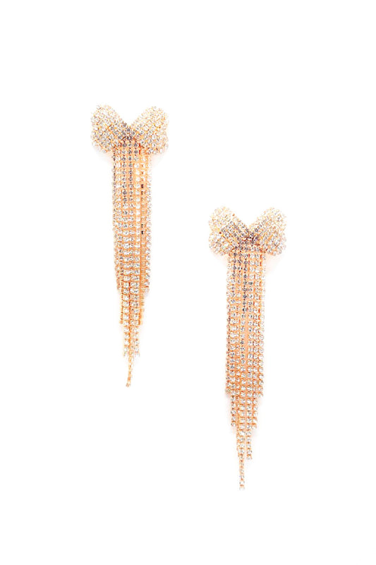 Bow Rhinestone Dangle Earring