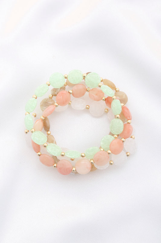 4pcs Br Set Bead Stretch Bracelet