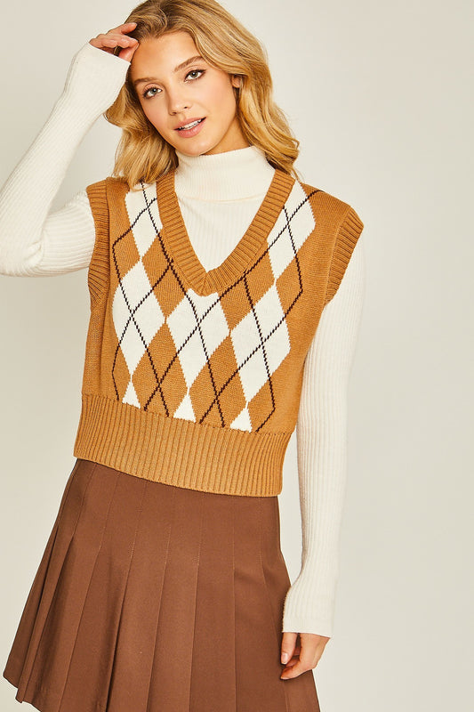 Argyle Print Sweater Vest